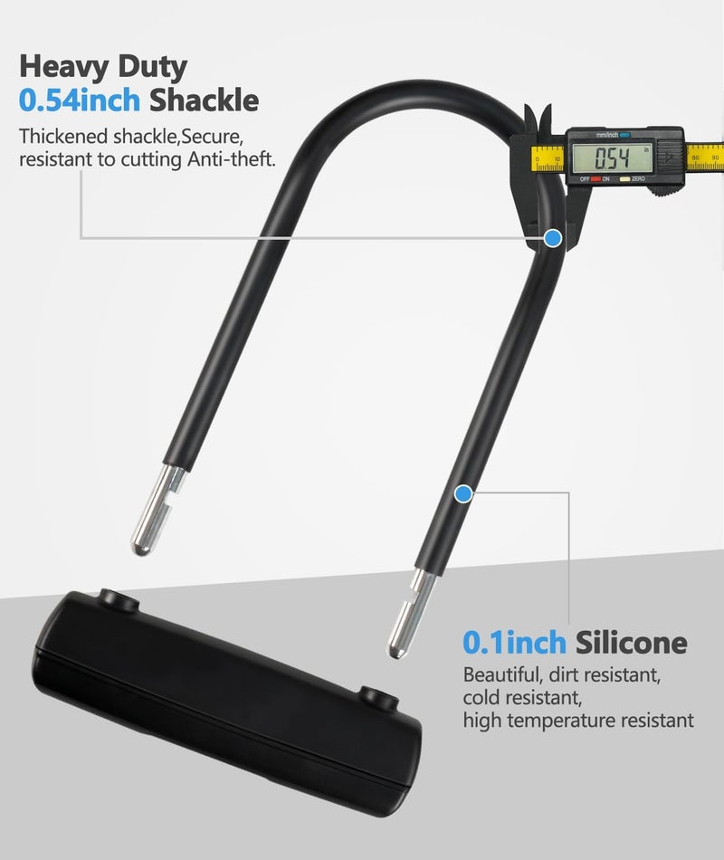 Weogine Bike U Lock with 4FT x 6mm Moped Chain, Bike Lock with 2 Keys and Mounting Bracket, Motorcycle U Lock Perfect for Ebike, Escooter, Fat-Tire Dirt-Bike, Tricycle,Bicycle - Image 2